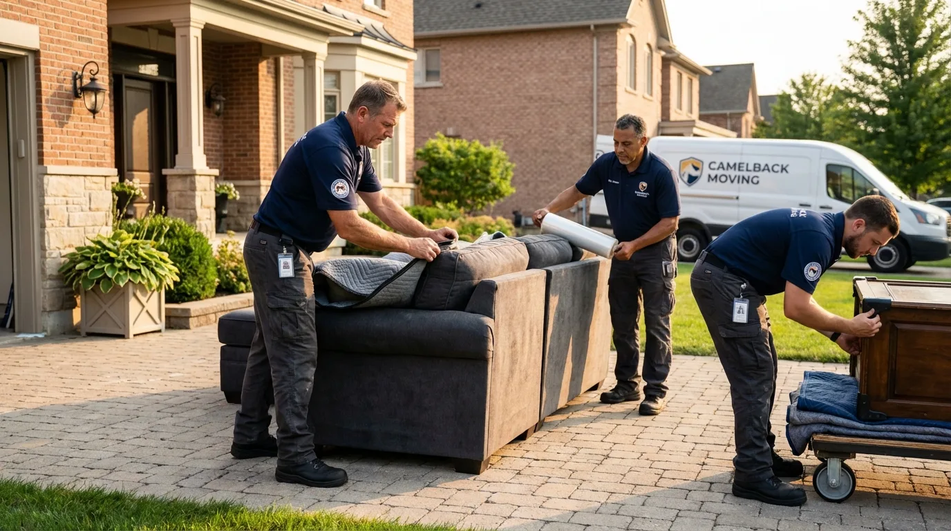Large estate moving crew wrapping furniture in Madison, SD