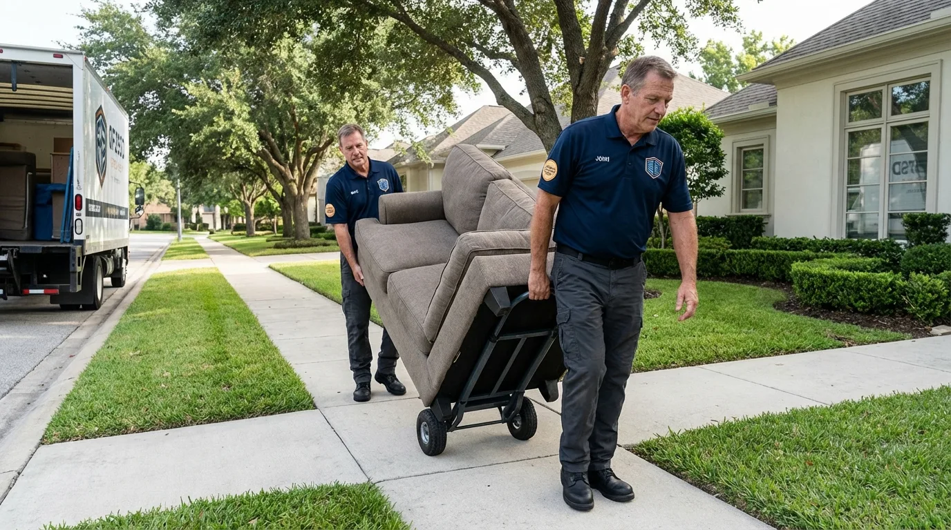 Local residential moving crew loading furniture in Madison, SD